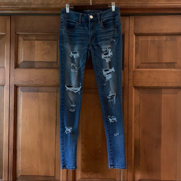 American Eagle Distressed Super Stretch Jeggings-2 - Picture 9 of 9